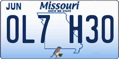 MO license plate OL7H3O