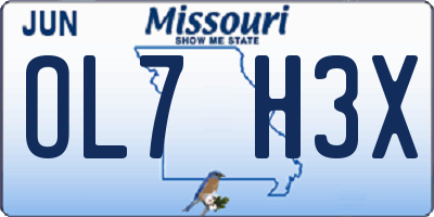 MO license plate OL7H3X
