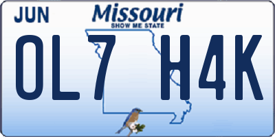 MO license plate OL7H4K