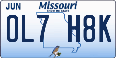 MO license plate OL7H8K