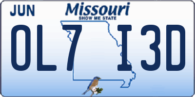 MO license plate OL7I3D