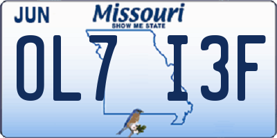 MO license plate OL7I3F
