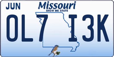 MO license plate OL7I3K