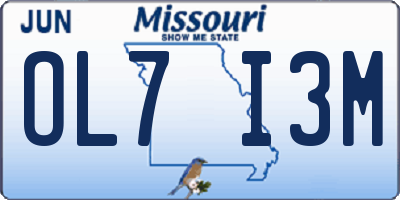 MO license plate OL7I3M