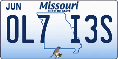 MO license plate OL7I3S