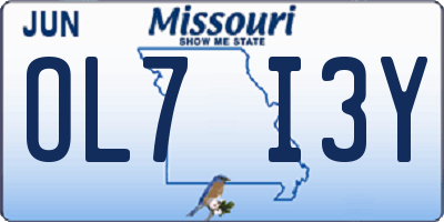 MO license plate OL7I3Y
