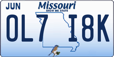MO license plate OL7I8K