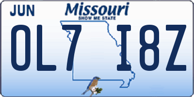 MO license plate OL7I8Z