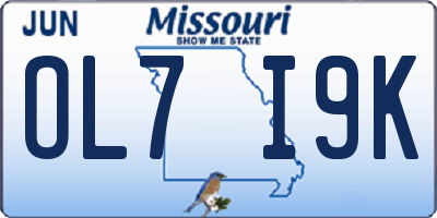 MO license plate OL7I9K