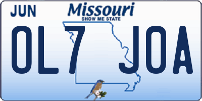 MO license plate OL7J0A