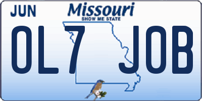MO license plate OL7J0B