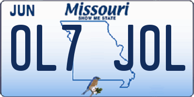 MO license plate OL7J0L