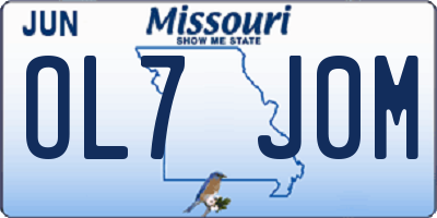 MO license plate OL7J0M
