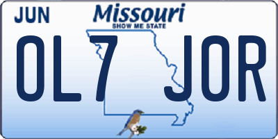 MO license plate OL7J0R