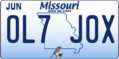 MO license plate OL7J0X