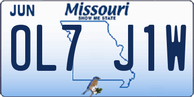 MO license plate OL7J1W