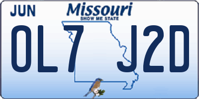 MO license plate OL7J2D