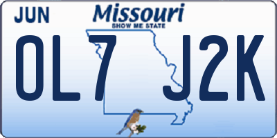 MO license plate OL7J2K