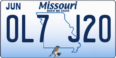 MO license plate OL7J2O
