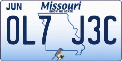 MO license plate OL7J3C