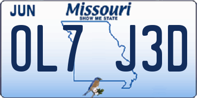 MO license plate OL7J3D