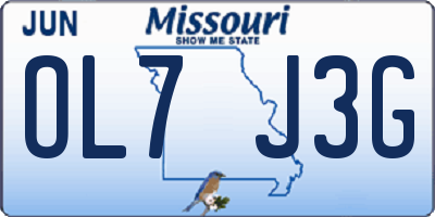 MO license plate OL7J3G