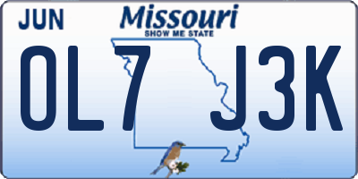 MO license plate OL7J3K
