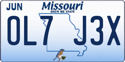 MO license plate OL7J3X