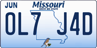 MO license plate OL7J4D