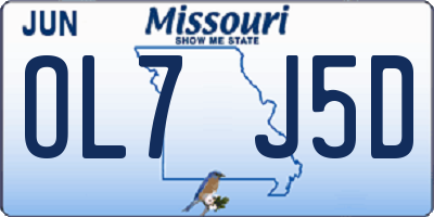 MO license plate OL7J5D