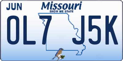 MO license plate OL7J5K
