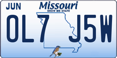 MO license plate OL7J5W