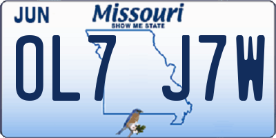 MO license plate OL7J7W