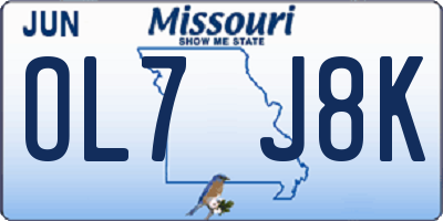 MO license plate OL7J8K