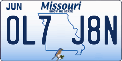 MO license plate OL7J8N