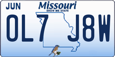 MO license plate OL7J8W