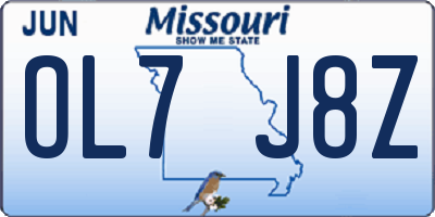 MO license plate OL7J8Z