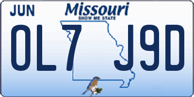 MO license plate OL7J9D