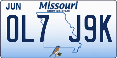 MO license plate OL7J9K