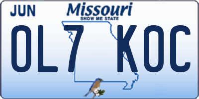 MO license plate OL7K0C