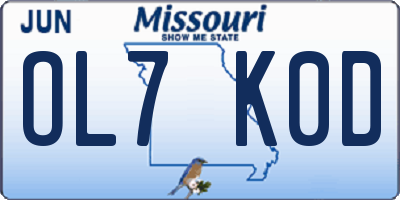 MO license plate OL7K0D