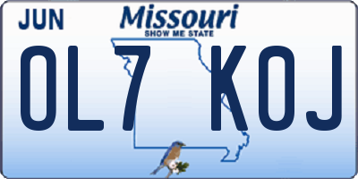 MO license plate OL7K0J