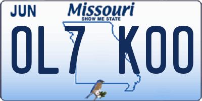 MO license plate OL7K0O