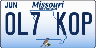 MO license plate OL7K0P