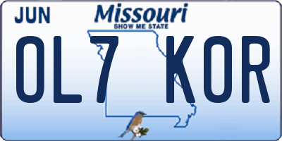 MO license plate OL7K0R