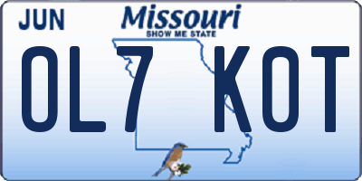 MO license plate OL7K0T