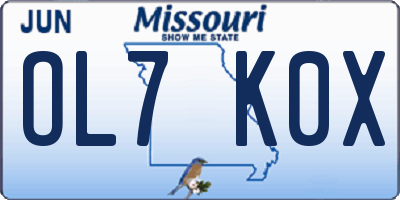 MO license plate OL7K0X