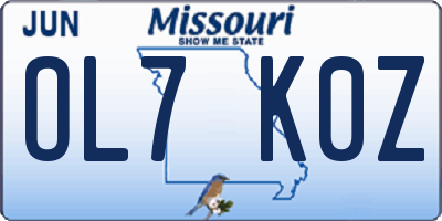 MO license plate OL7K0Z