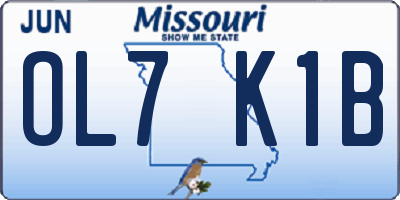 MO license plate OL7K1B