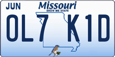 MO license plate OL7K1D